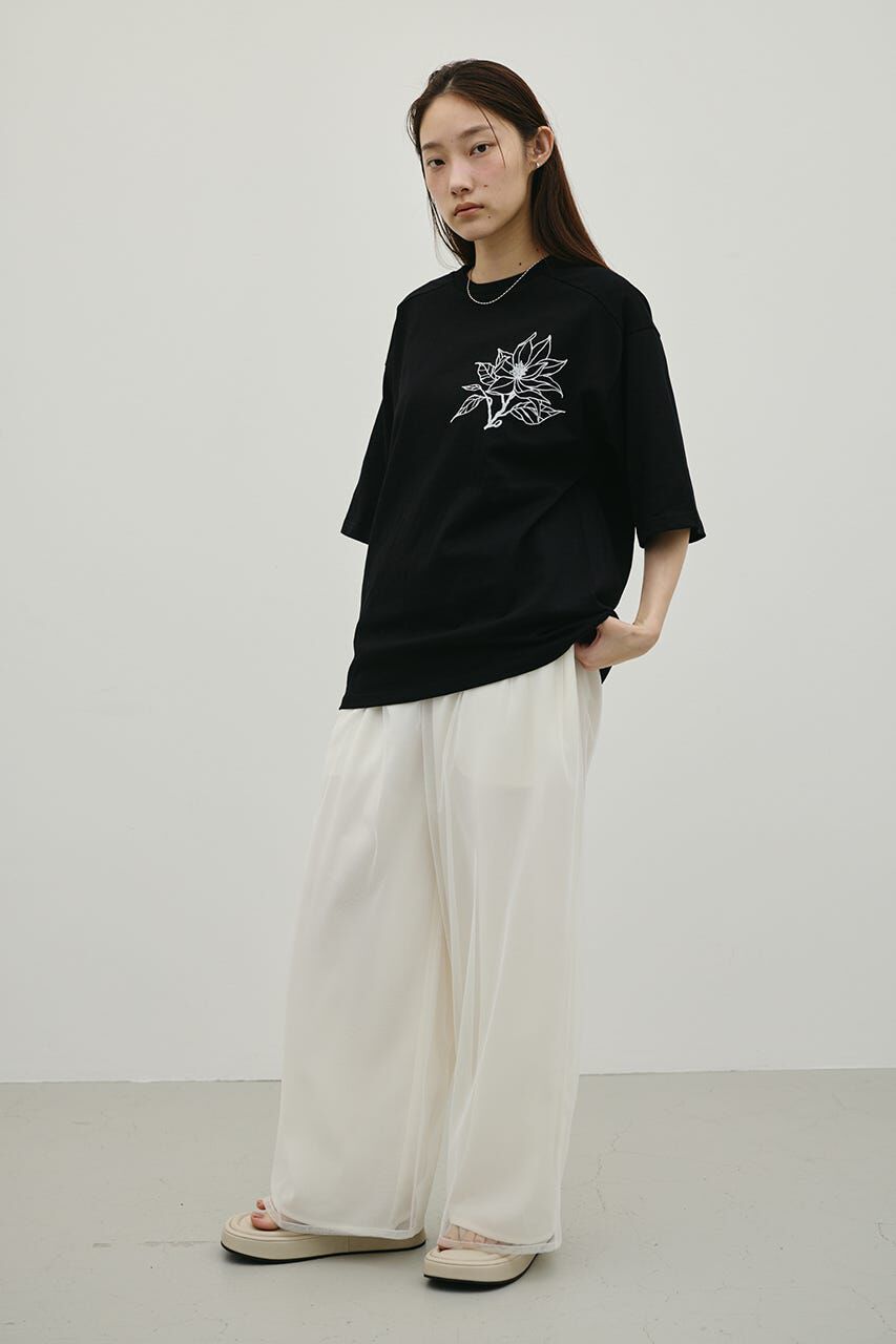 STYLEMIXER「フロッキープリントフラワーT」|Tシャツ・カットソー|BLK