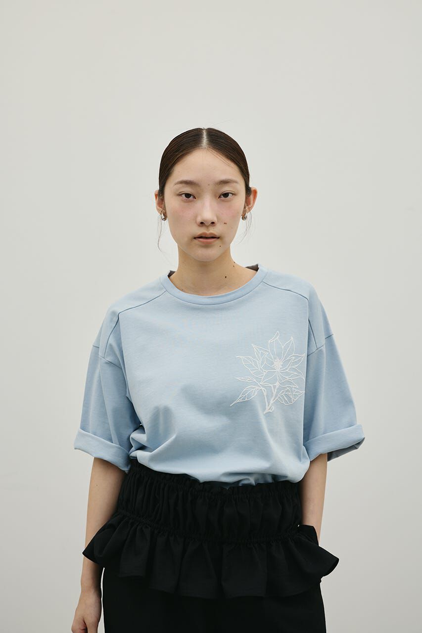 STYLEMIXER「フロッキープリントフラワーT」|Tシャツ・カットソー|SAX