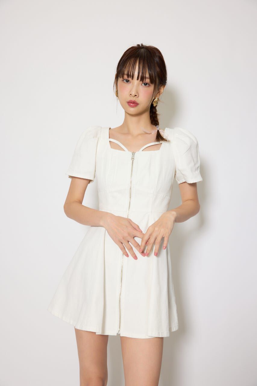 rienda「フロントジップマーメイドデニムミニワンピース」|ワンピース|