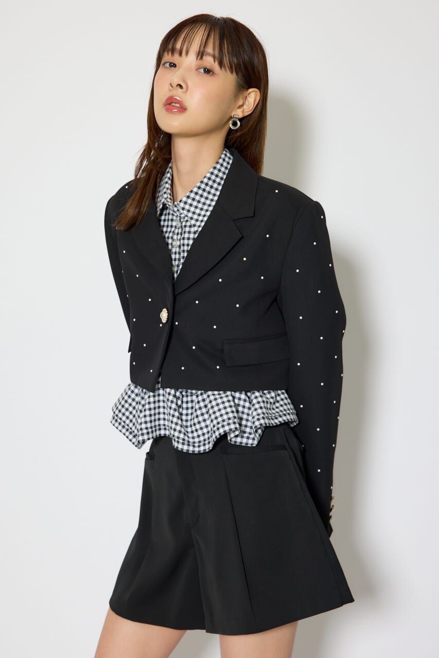 rienda「パール付きシングルショートテーラードジャケット」|その他|