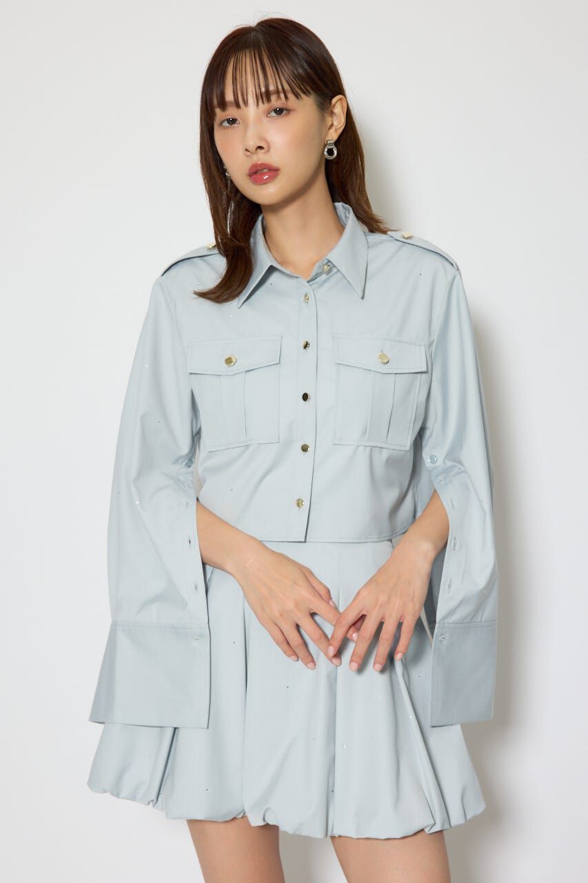 rienda「ワークディティールクロップドシャツ」|シャツ・ブラウス|L/BLU1