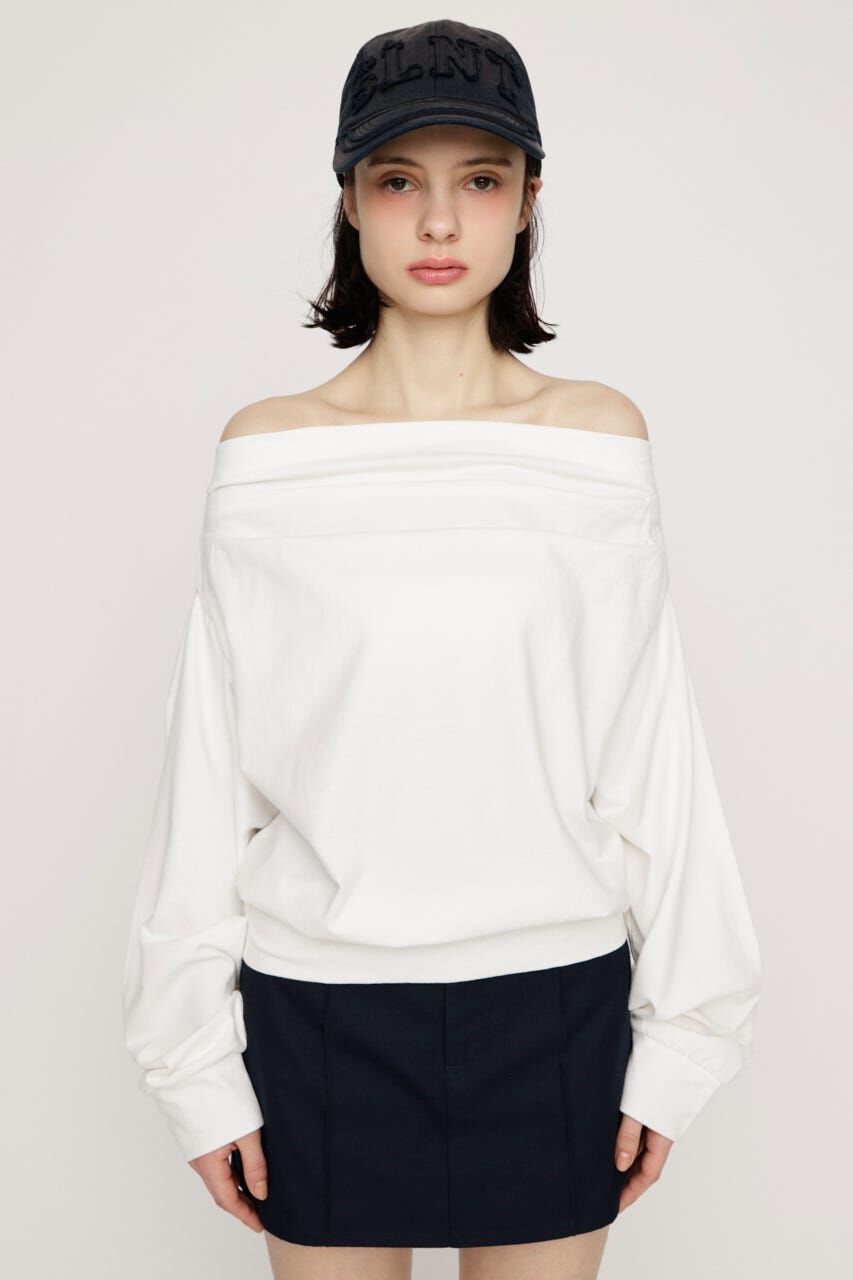 SLY「TUCKED OFFSHOULDER トップス」|パーカー|