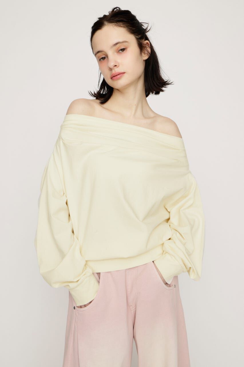 SLY「TUCKED OFFSHOULDER トップス」|パーカー|
