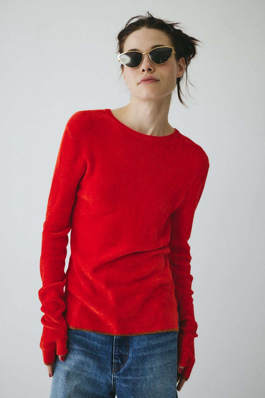 HeRIN.CYE「Molle yarn knit tops」|ニット・セーター|RED