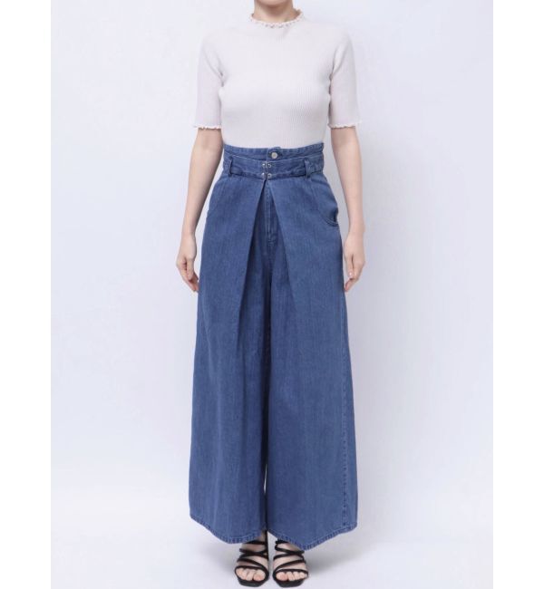 dazzlin「センターパーツホックワイドパンツ」|デニム|