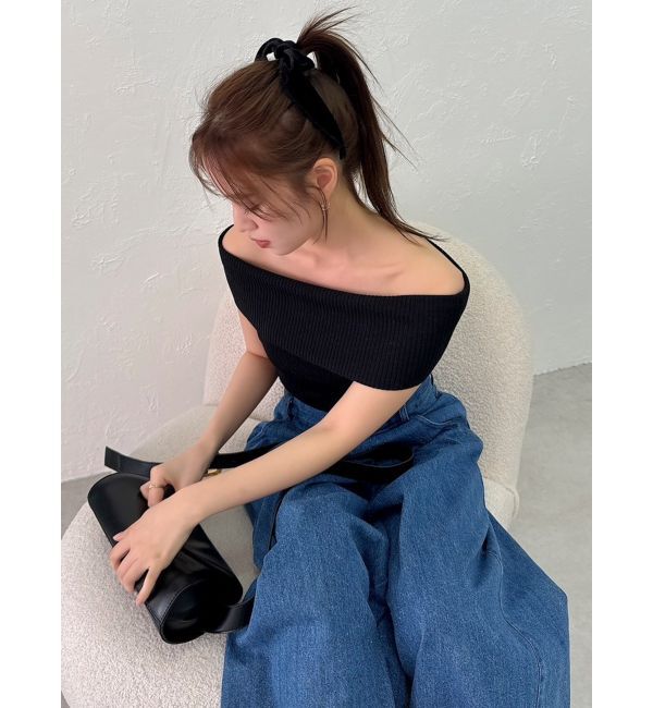 dazzlin「センターパーツホックワイドパンツ」|デニム|