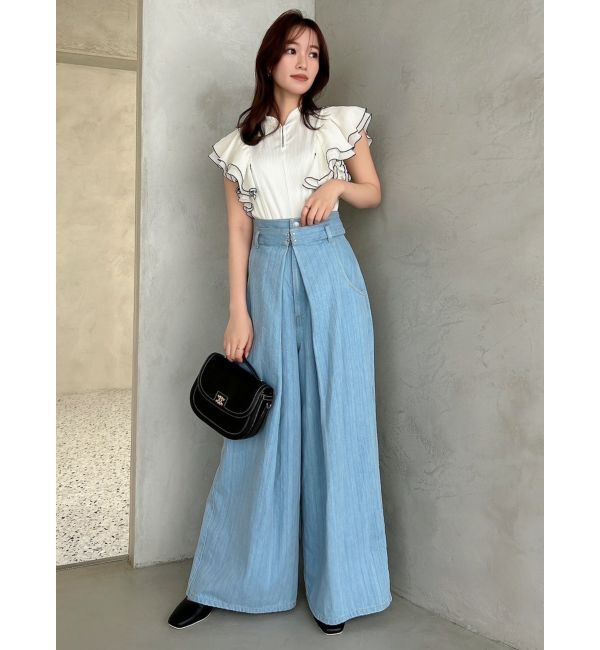 dazzlin「センターパーツホックワイドパンツ」|デニム|