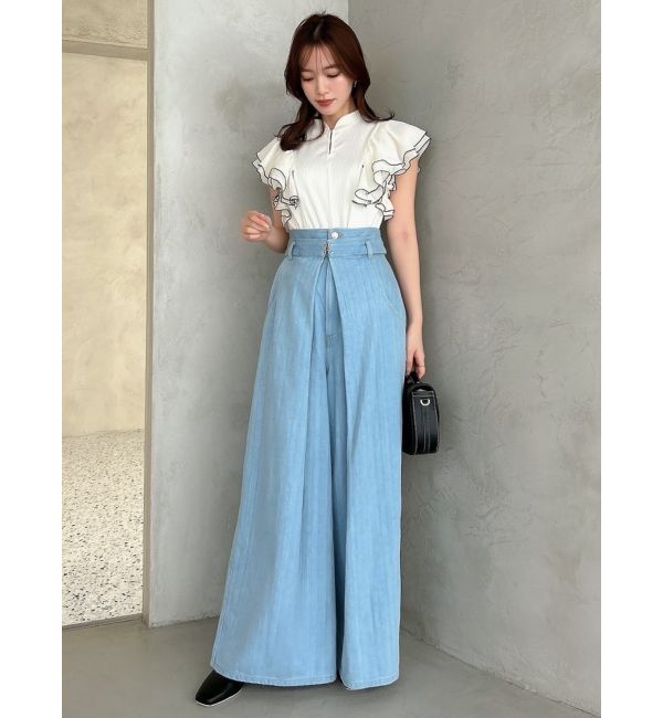 dazzlin「センターパーツホックワイドパンツ」|デニム|