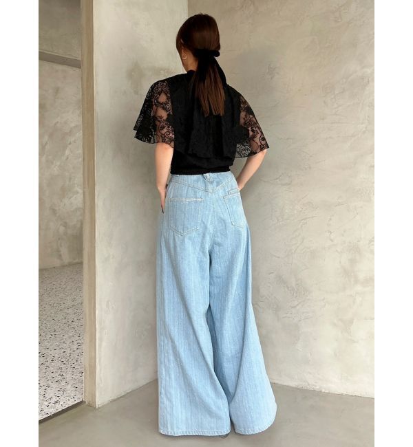 dazzlin「センターパーツホックワイドパンツ」|デニム|