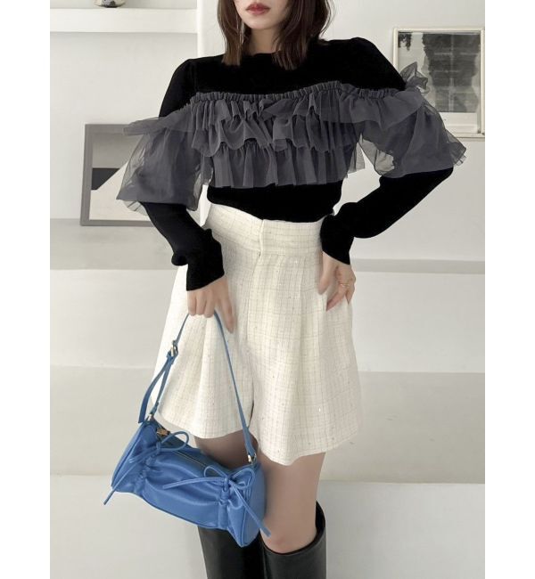 dazzlin「ティアードドッキングニットトップス」|ニット・セーター|ブラック