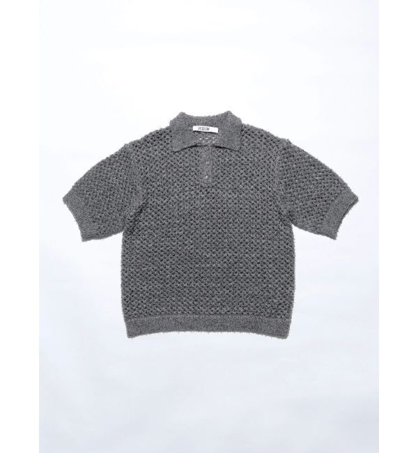 EMODA「【VEQUM】OPEN WORK POLO KNIT」|ニット・セーター|グレー