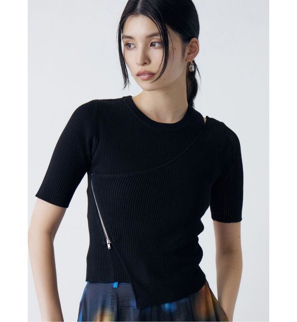 MURUA「シアーレイヤードハーフニット」|ニット・セーター|ブラック