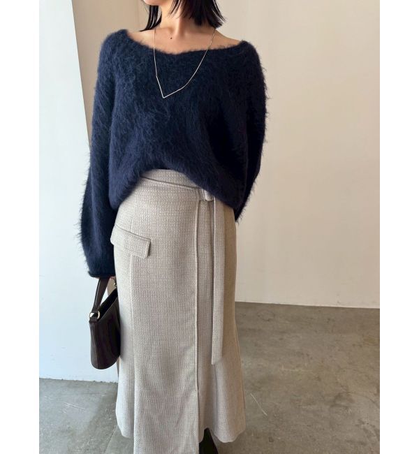 LAGUNAMOON「ツイードアシメナローフレアスカート」|スカート|