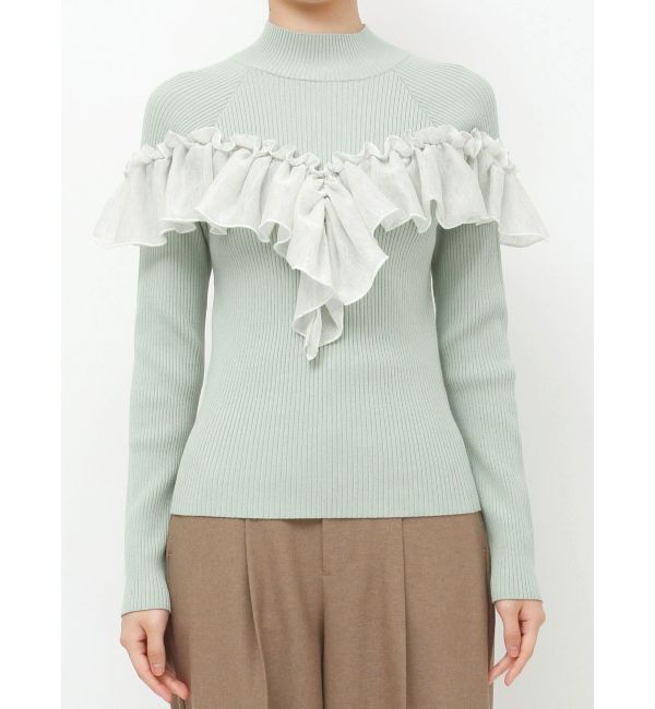 LAGUNAMOON「バイカラーラッフルニットプルオーバー」|ニット・セーター|