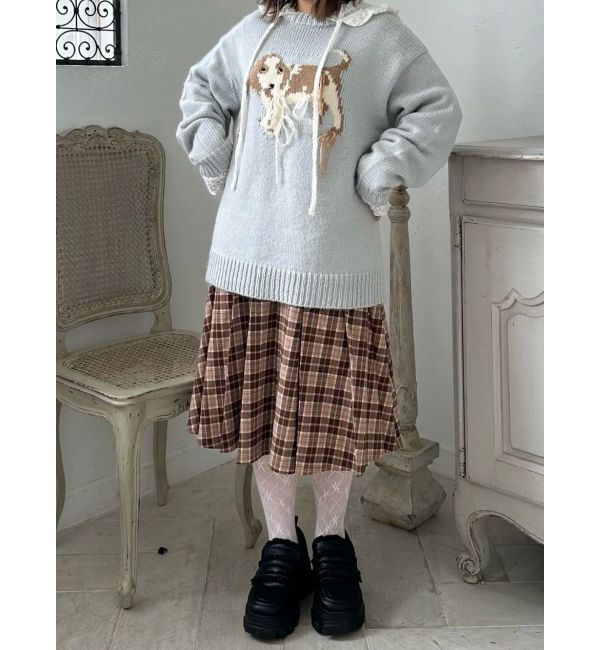 merry jenny「チェックレースプリーツスカート」|スカート|