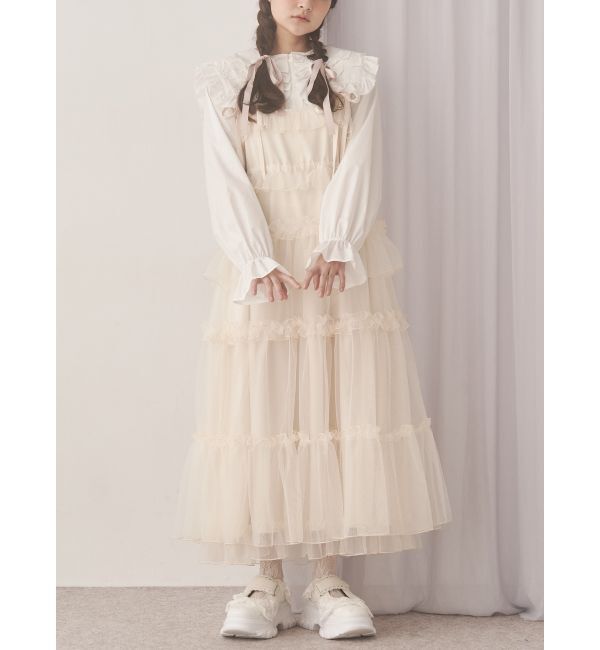 merry jenny「チュールドロストロングワンピース」|ワンピース|アイボリー