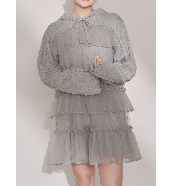 merry jenny「ミルキーアイレットチュールワンピース」|ワンピース|グレー