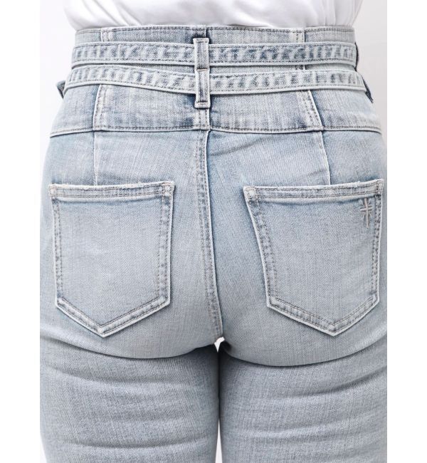 GYDA「ハイウエストフロントZIPベルトデザインスキニーデニムパンツ」|デニム|