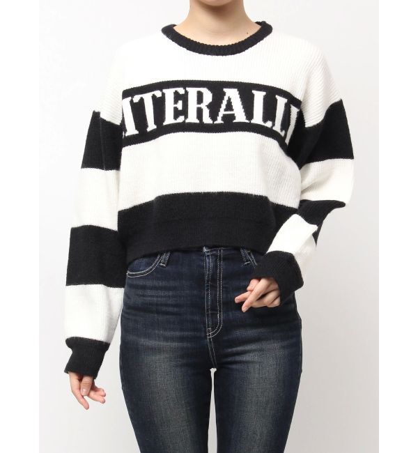 GYDA「LITERALLYボーダーショートニットトップス」|ニット・セーター|