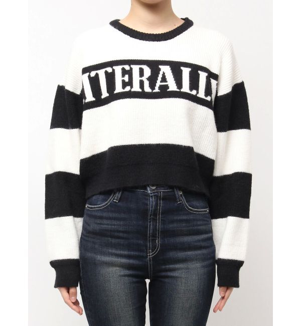 GYDA「LITERALLYボーダーショートニットトップス」|ニット・セーター|