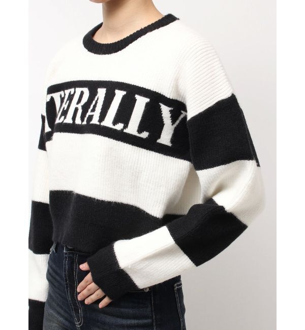 GYDA「LITERALLYボーダーショートニットトップス」|ニット・セーター|