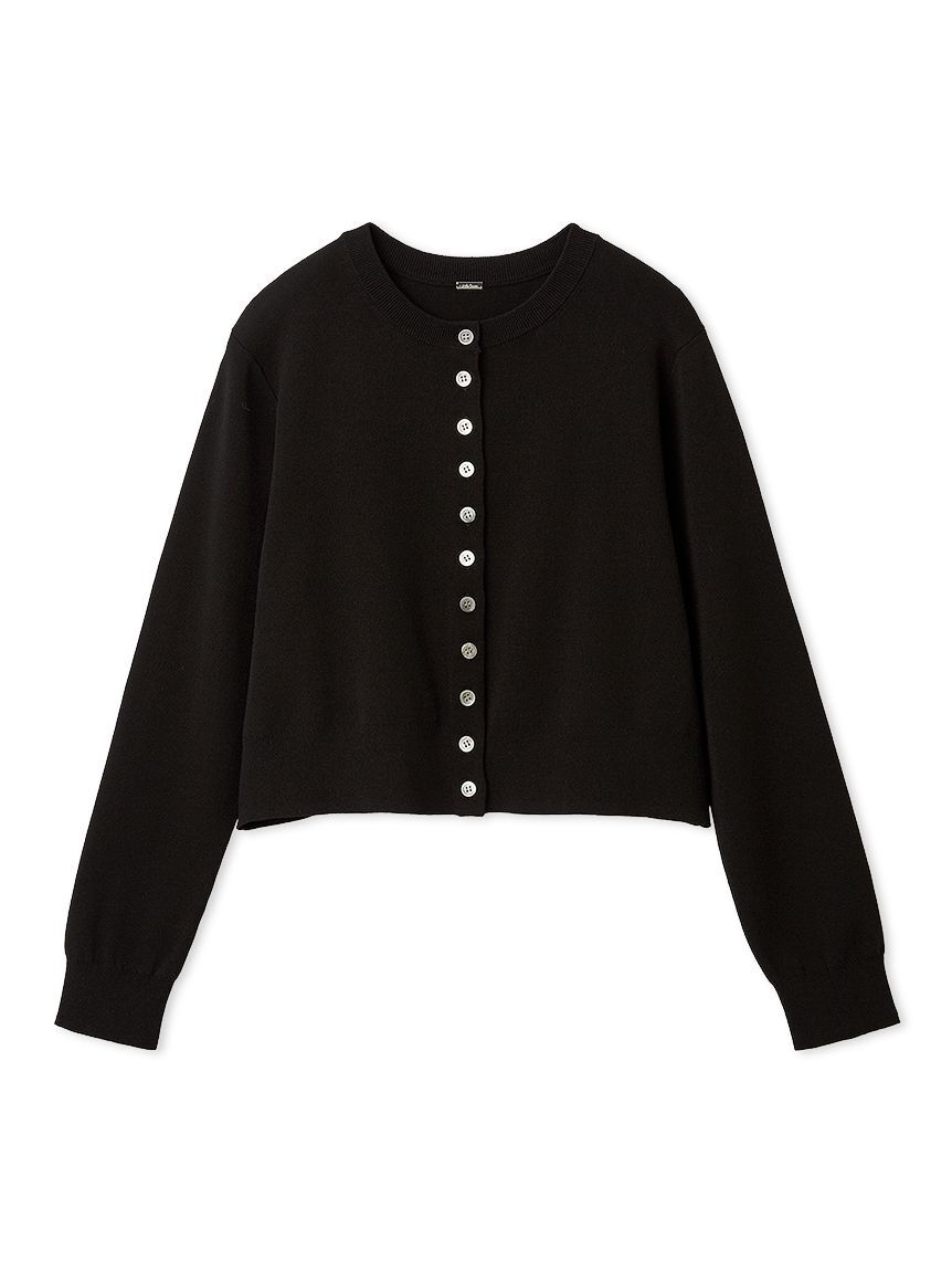 Mila Owen「シェル釦デザインクロップドニットカーディガン」|カーディガン|BLK