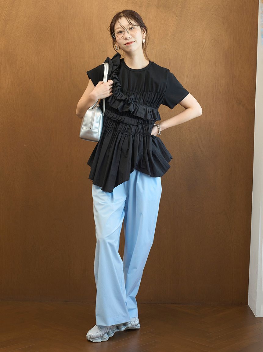 emmi atelier「フリルアシンメトリーカットソー」|Tシャツ・カットソー|