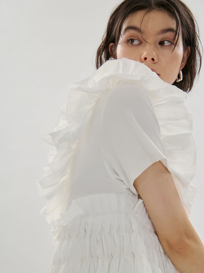 emmi atelier「フリルアシンメトリーカットソー」|Tシャツ・カットソー|