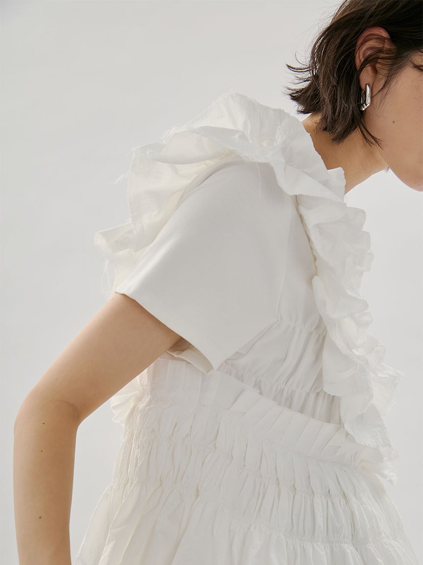 emmi atelier「フリルアシンメトリーカットソー」|Tシャツ・カットソー|