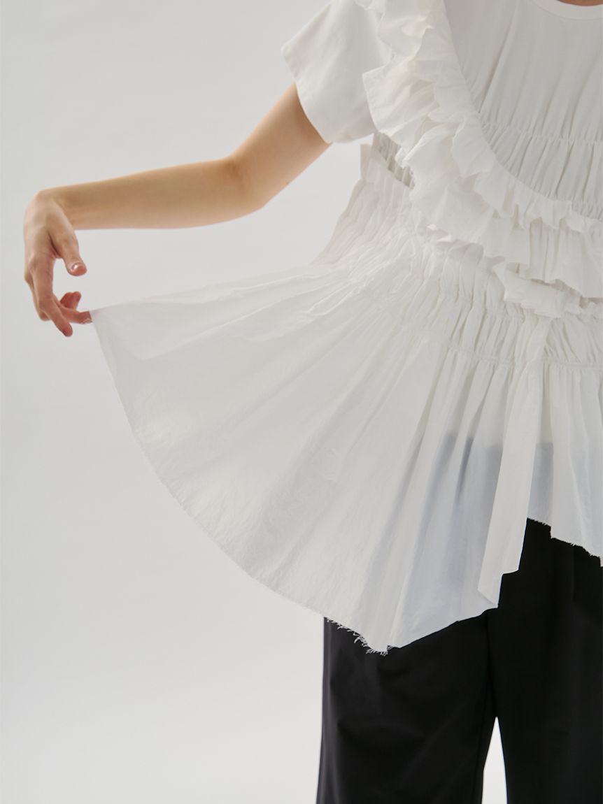 emmi atelier「フリルアシンメトリーカットソー」|Tシャツ・カットソー|