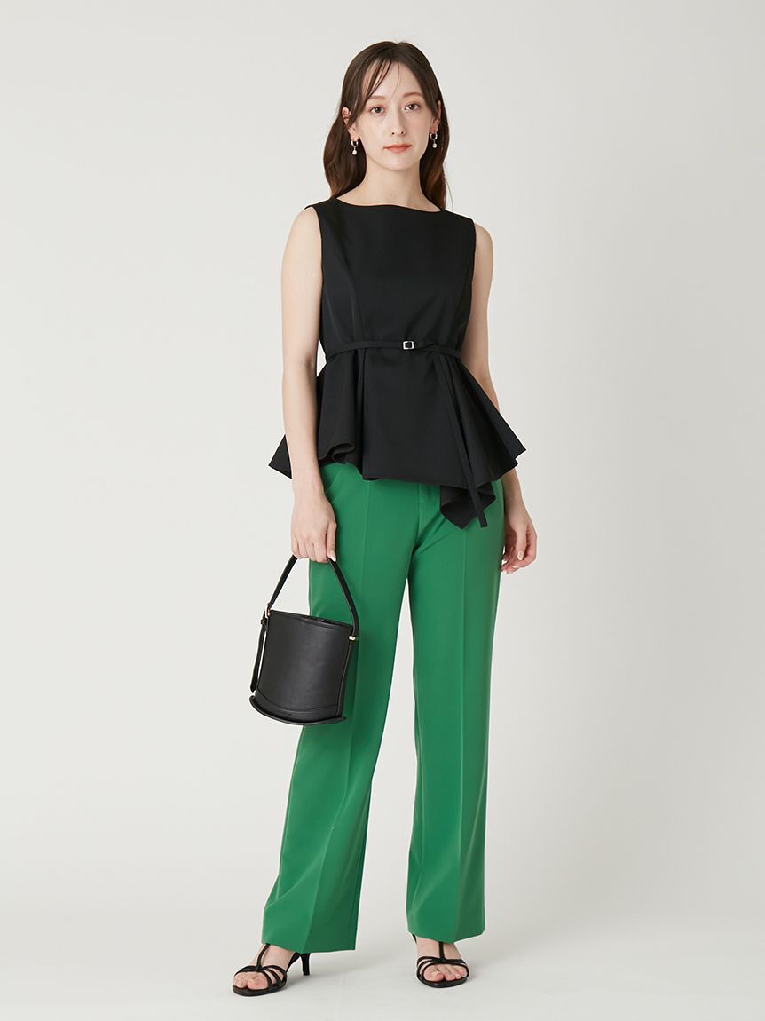 FRAY I.D「【00サイズあり】センタープレスセミフレアーパンツ／ウォッシャブル・防シワ・接触冷感」|チノ|