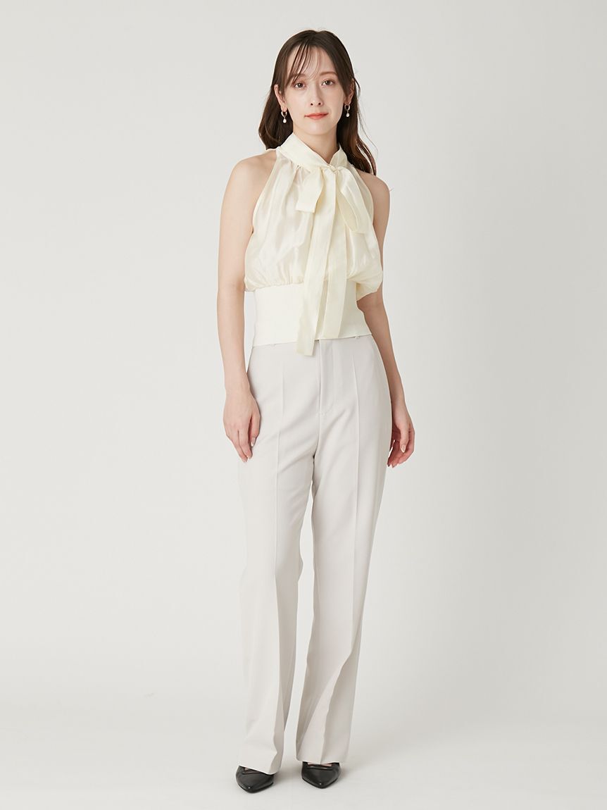 FRAY I.D「【00サイズあり】センタープレスセミフレアーパンツ／ウォッシャブル・防シワ・接触冷感」|チノ|