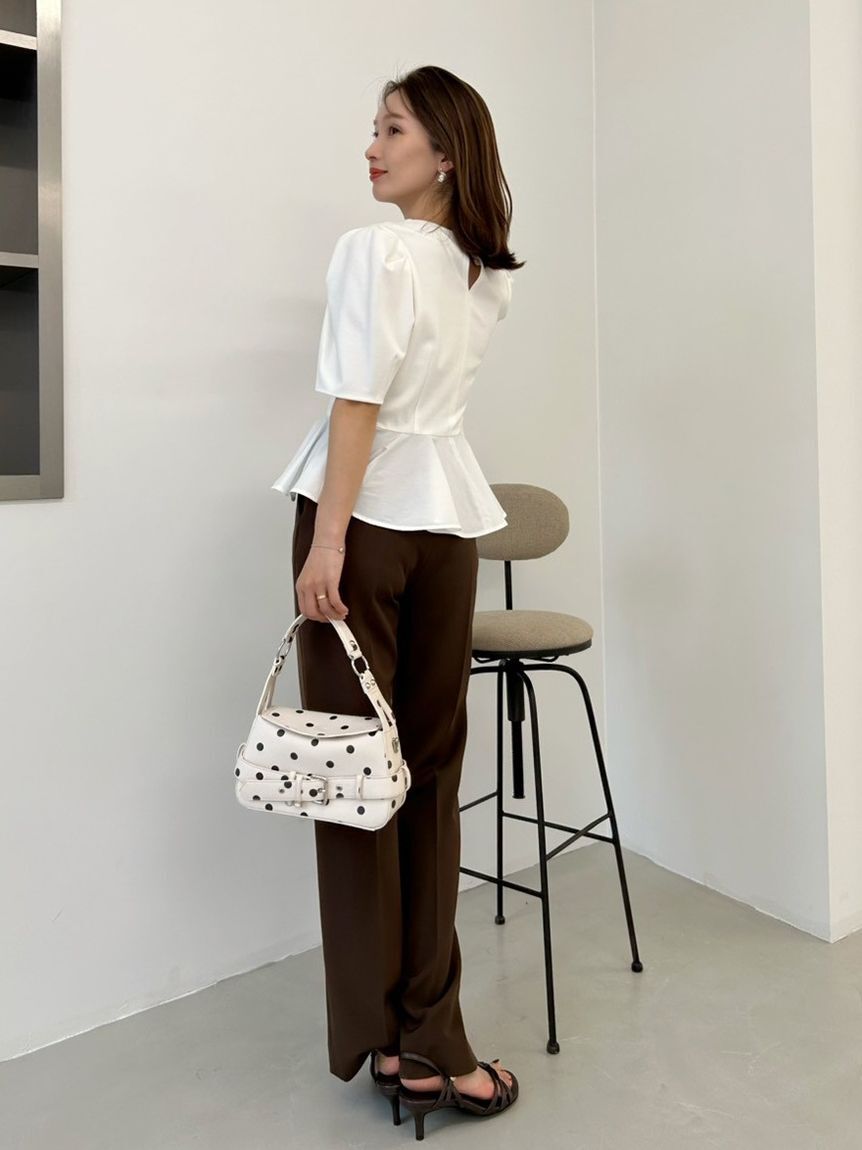 FRAY I.D「【00サイズあり】センタープレスセミフレアーパンツ／ウォッシャブル・防シワ・接触冷感」|チノ|