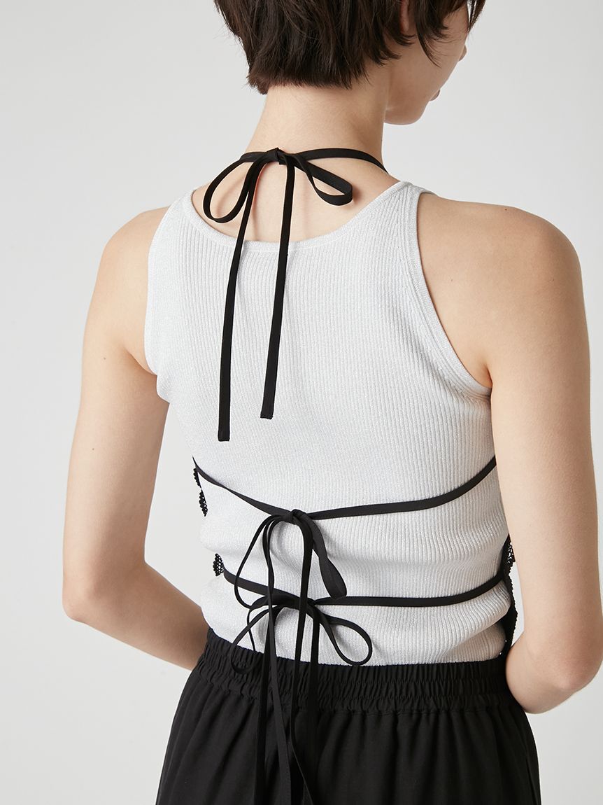 LILY BROWN「フラワークロスステッチホルターキャミビスチェ」|ベスト・ジレ|