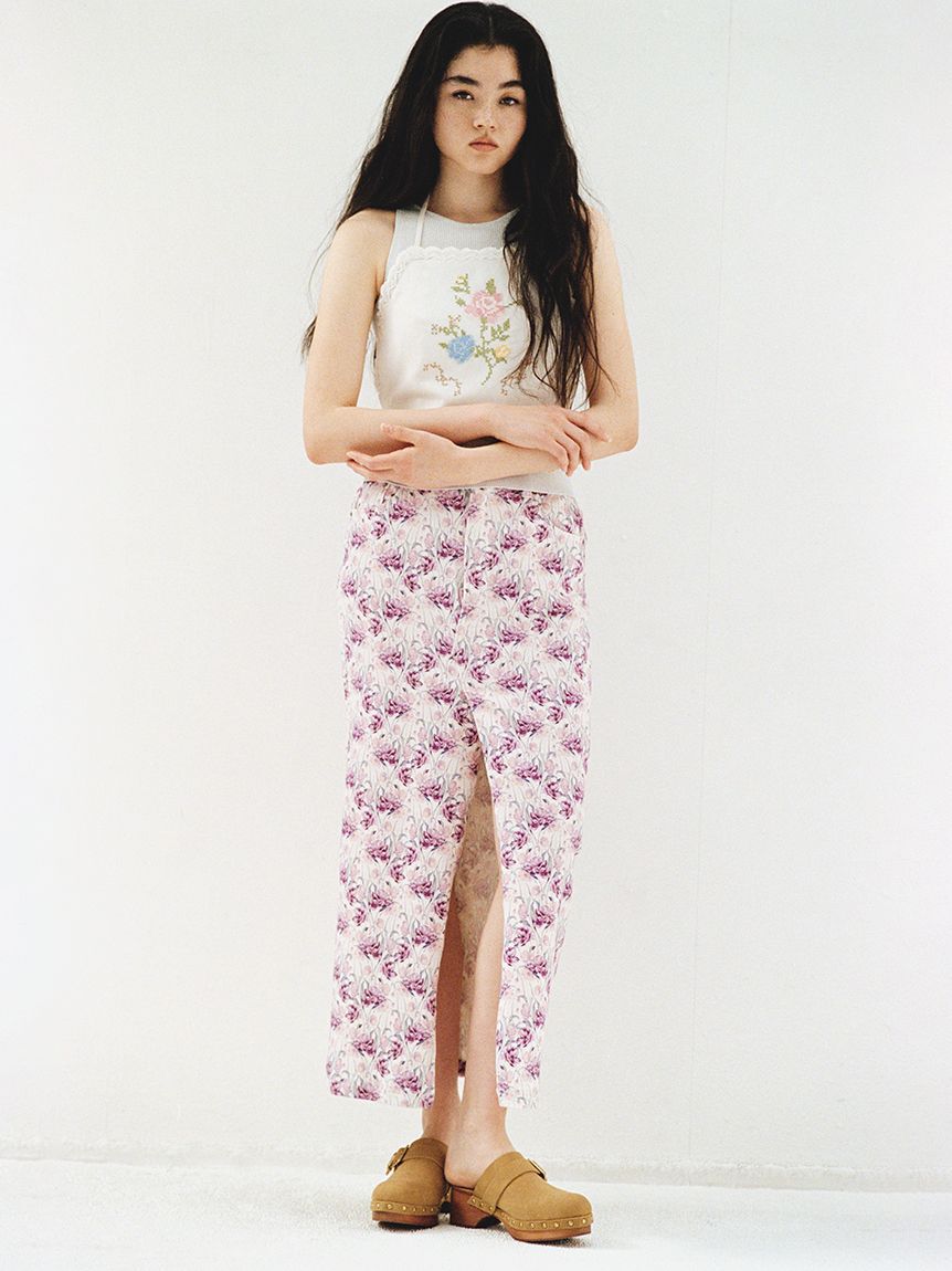 LILY BROWN「フラワークロスステッチホルターキャミビスチェ」|ベスト・ジレ|