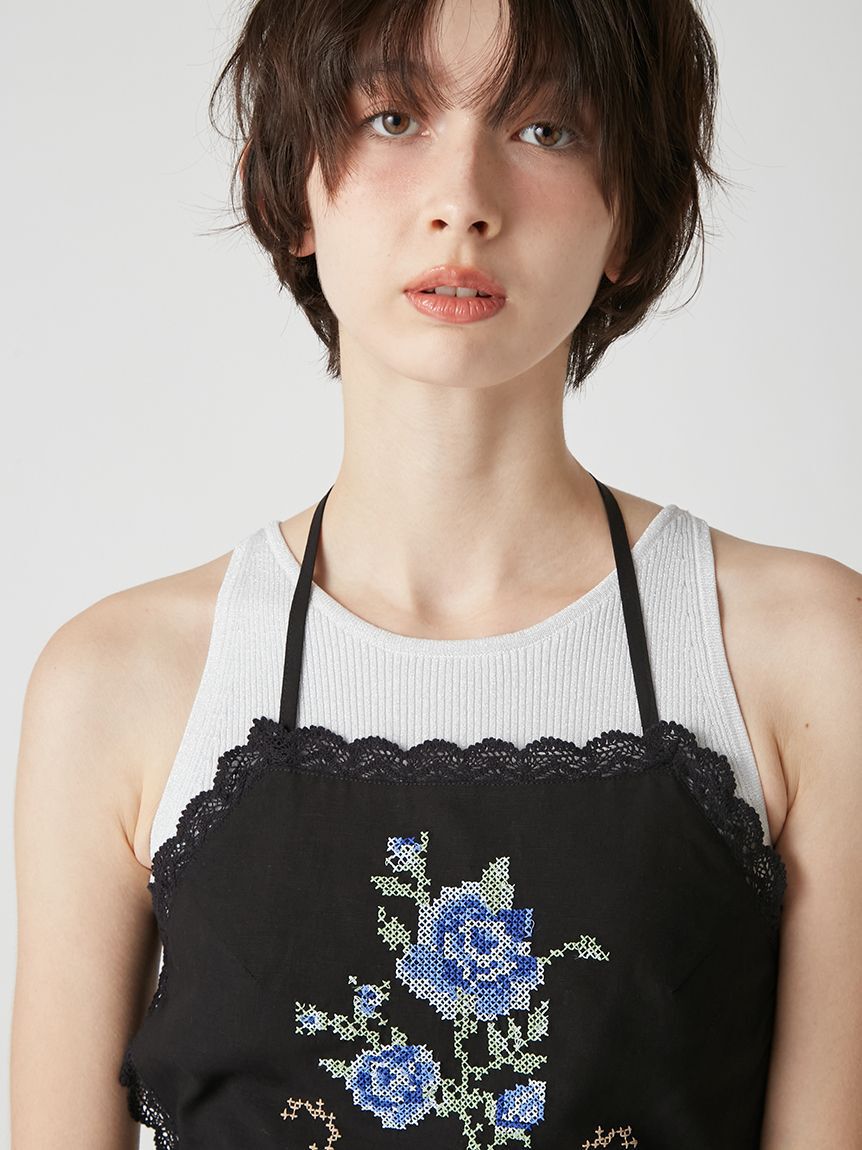 LILY BROWN「フラワークロスステッチホルターキャミビスチェ」|ベスト・ジレ|