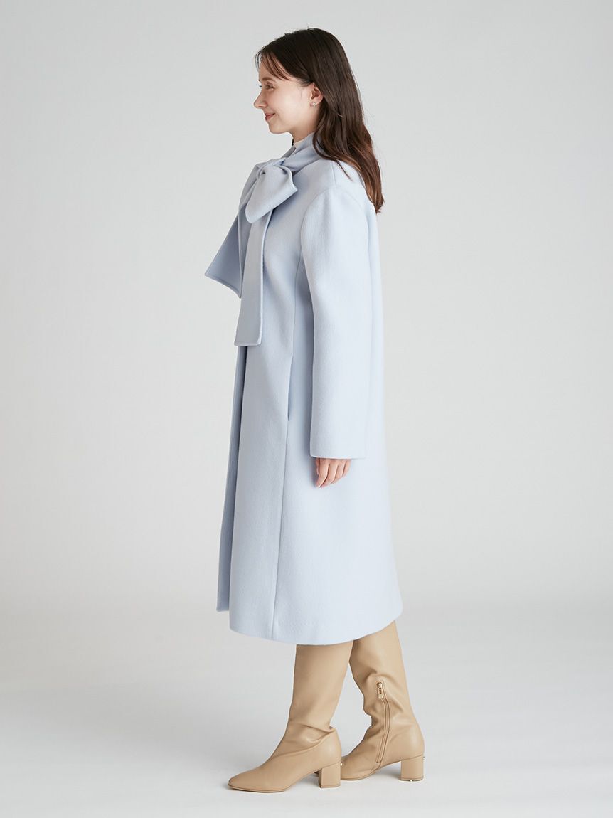 CELFORD「リボンストール付きノーカラーコート」|ノーカラージャケット|