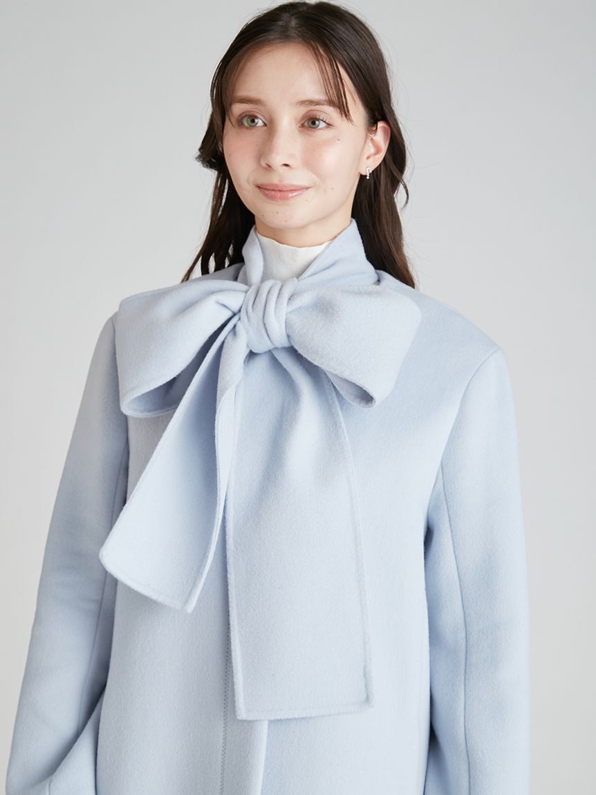 CELFORD「リボンストール付きノーカラーコート」|ノーカラージャケット|