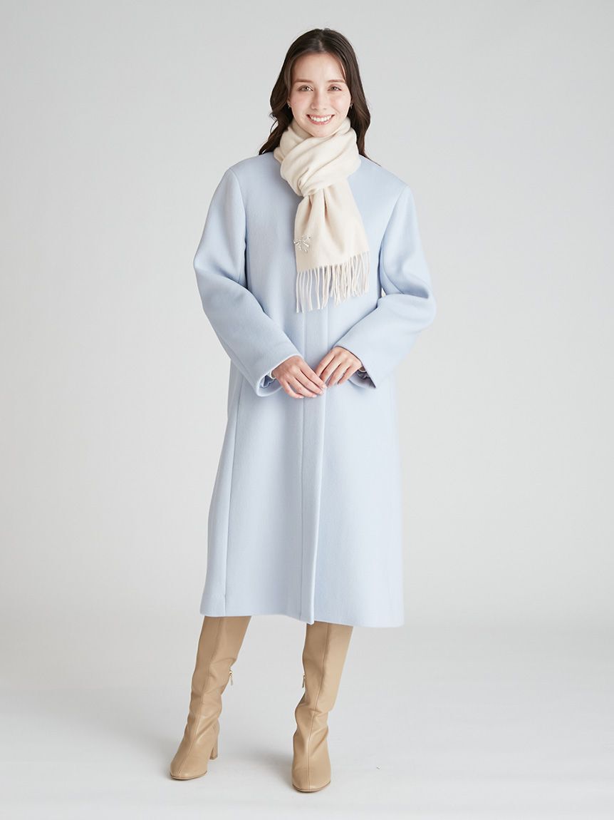 CELFORD「リボンストール付きノーカラーコート」|ノーカラージャケット|