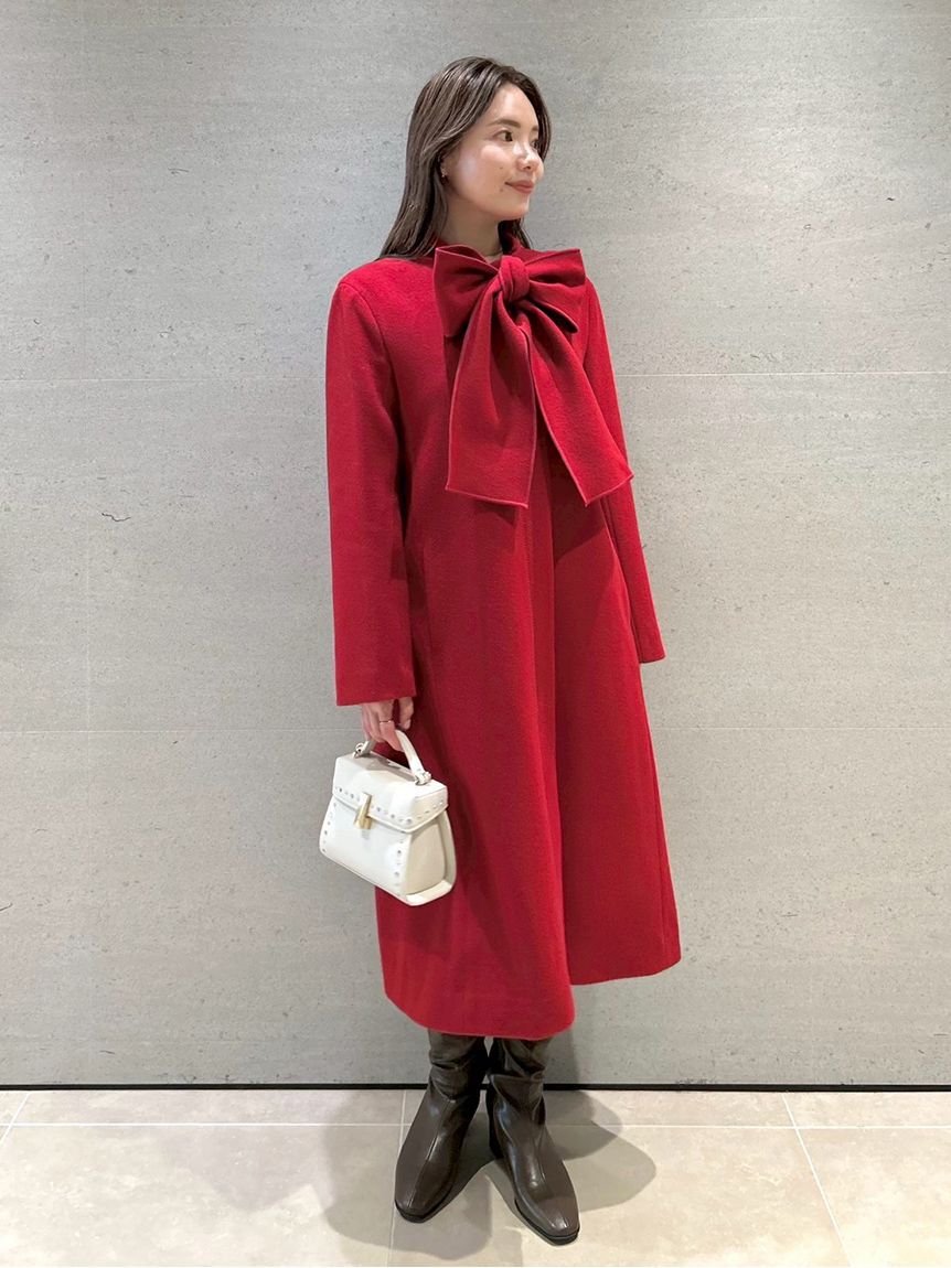 CELFORD「リボンストール付きノーカラーコート」|ノーカラージャケット|