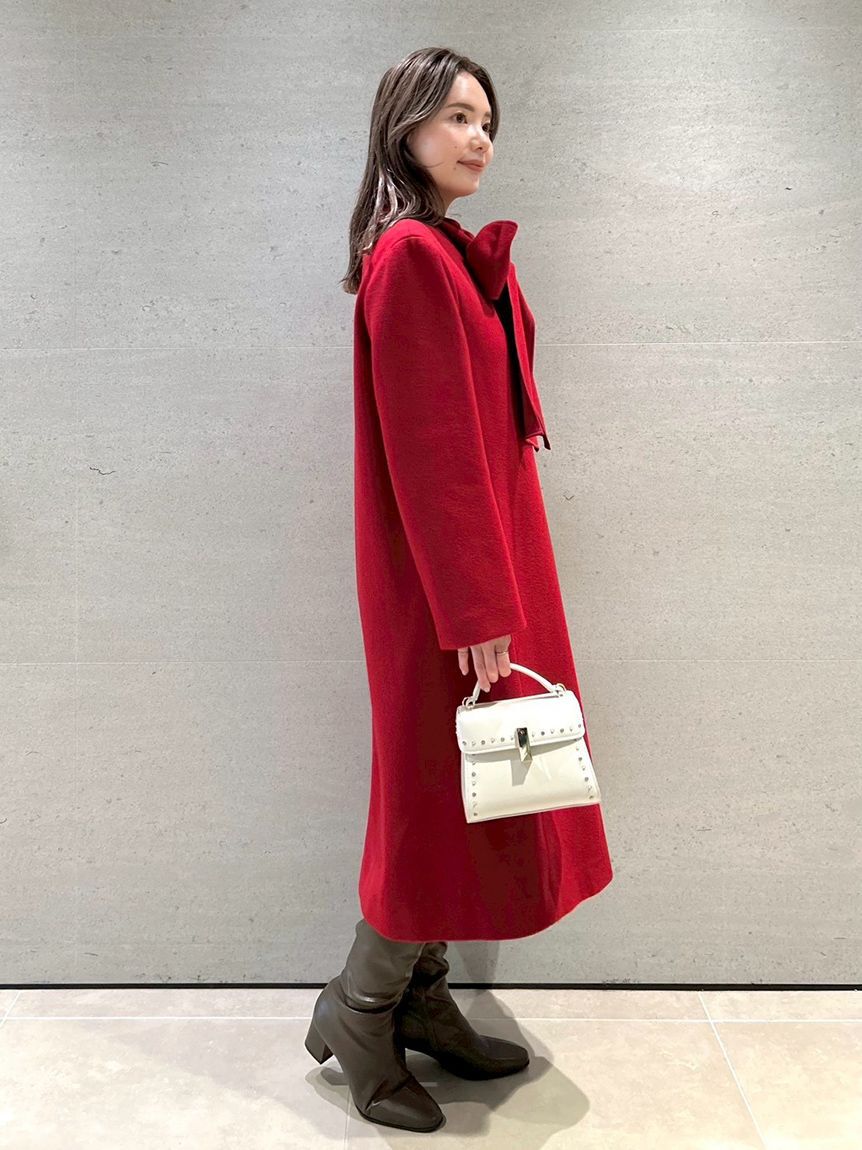 CELFORD「リボンストール付きノーカラーコート」|ノーカラージャケット|