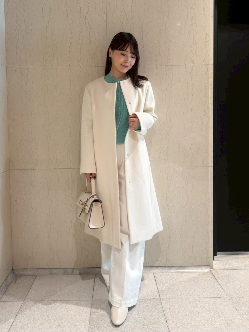 CELFORD「リボンストール付きノーカラーコート」|ノーカラージャケット|