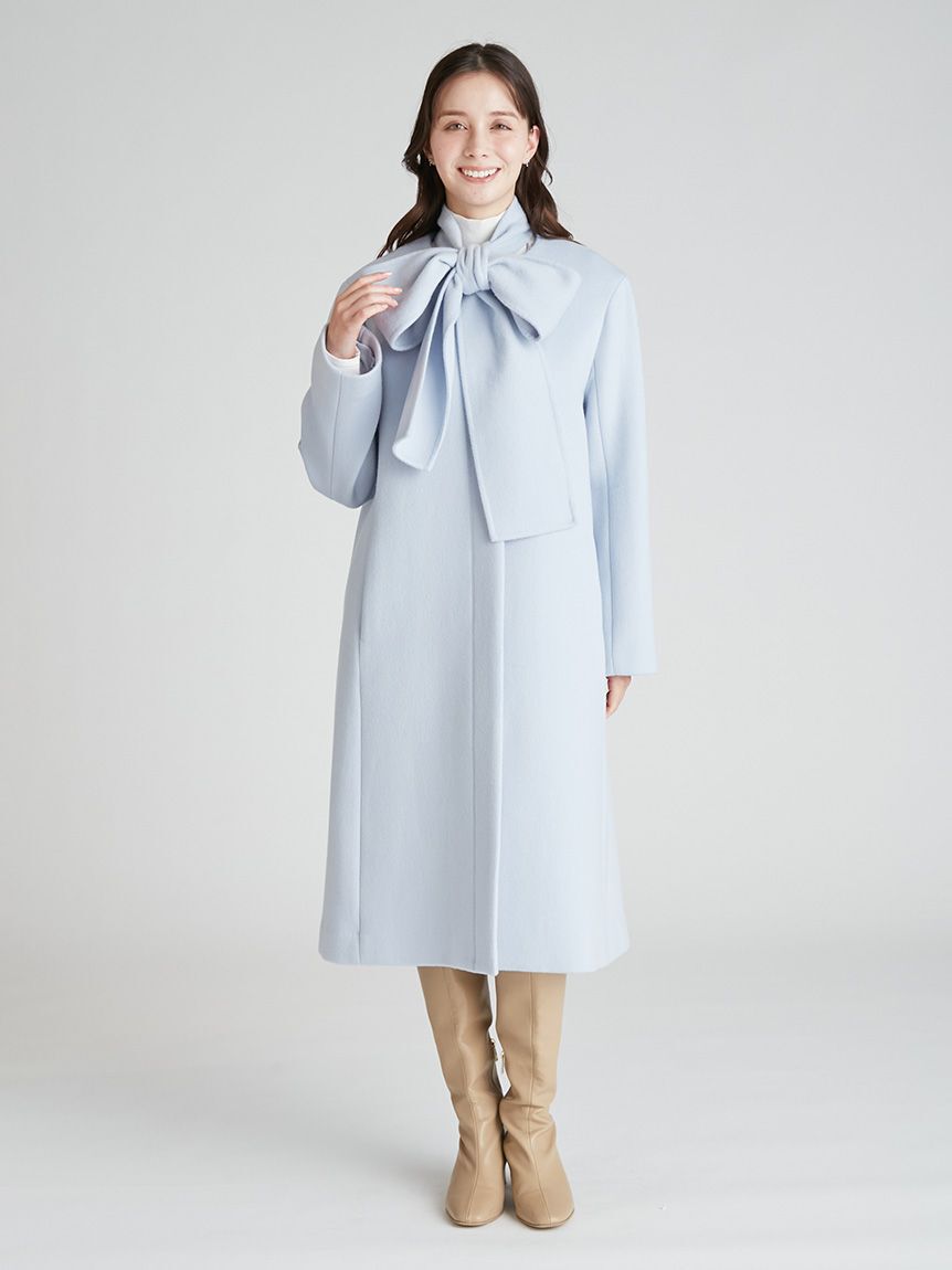 CELFORD「リボンストール付きノーカラーコート」|ノーカラージャケット|