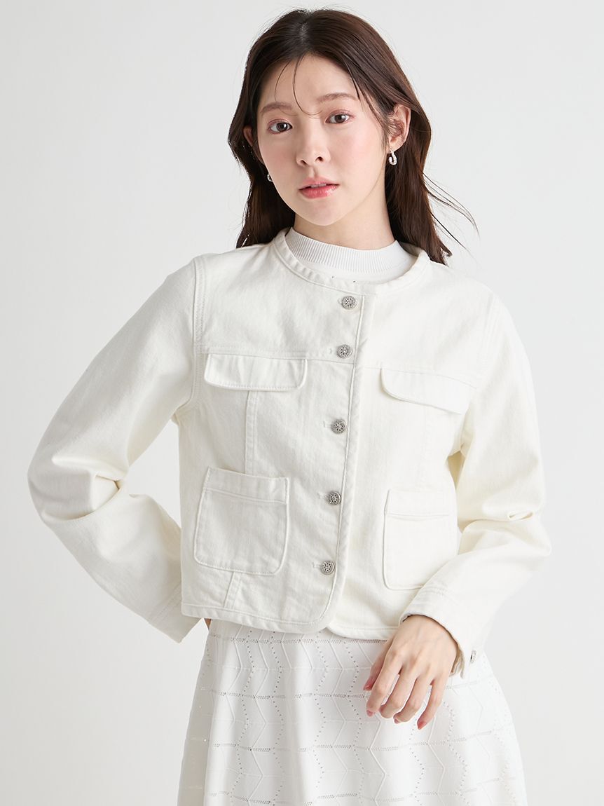 CELFORD「ノーカラーデニムジャケット」|デニムジャケット|