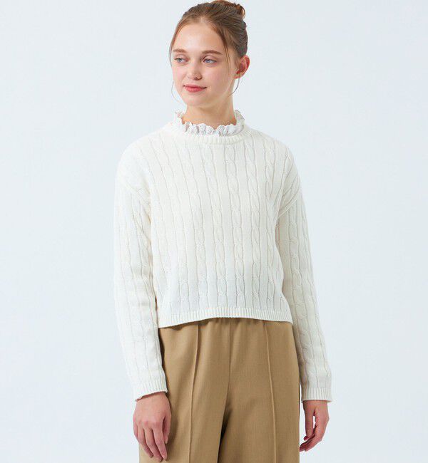 MACKINTOSH PHILOSOPHY「クロップドケーブルニット」|ニット・セーター|オフホワイト