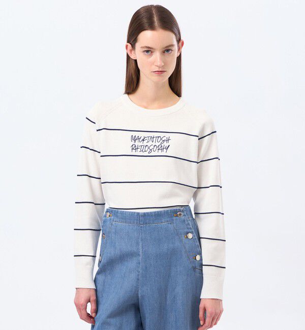 MACKINTOSH PHILOSOPHY「ライティングロゴボーダーニット」|ニット・セーター|ネイビー