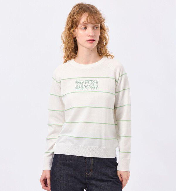 MACKINTOSH PHILOSOPHY「ライティングロゴボーダーニット」|ニット・セーター|グリーン