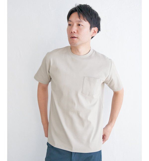 IKKA LOUNGE「ポンチクルーネックジャケットTシャツ」|Tシャツ・カットソー|ライトグレー
