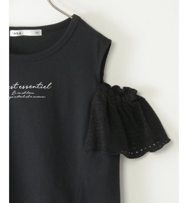 ikka kids「レース袖オフショルロゴTシャツ（120~160cm）」|Tシャツ・カットソー|