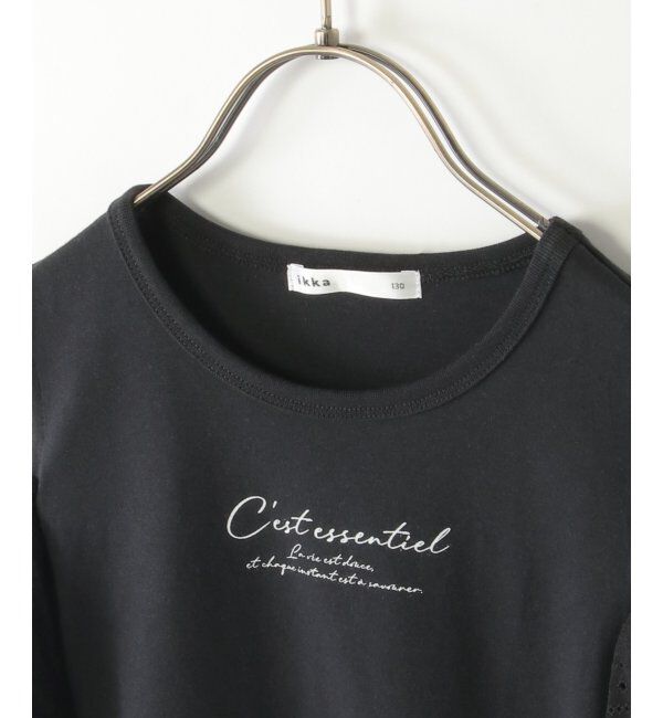 ikka kids「レース袖オフショルロゴTシャツ（120~160cm）」|Tシャツ・カットソー|